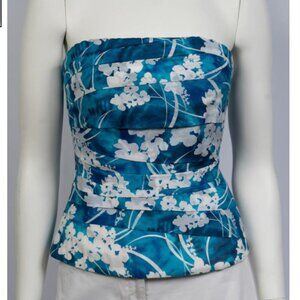 White House Black Market Blue Floral Bustier Top – NWT